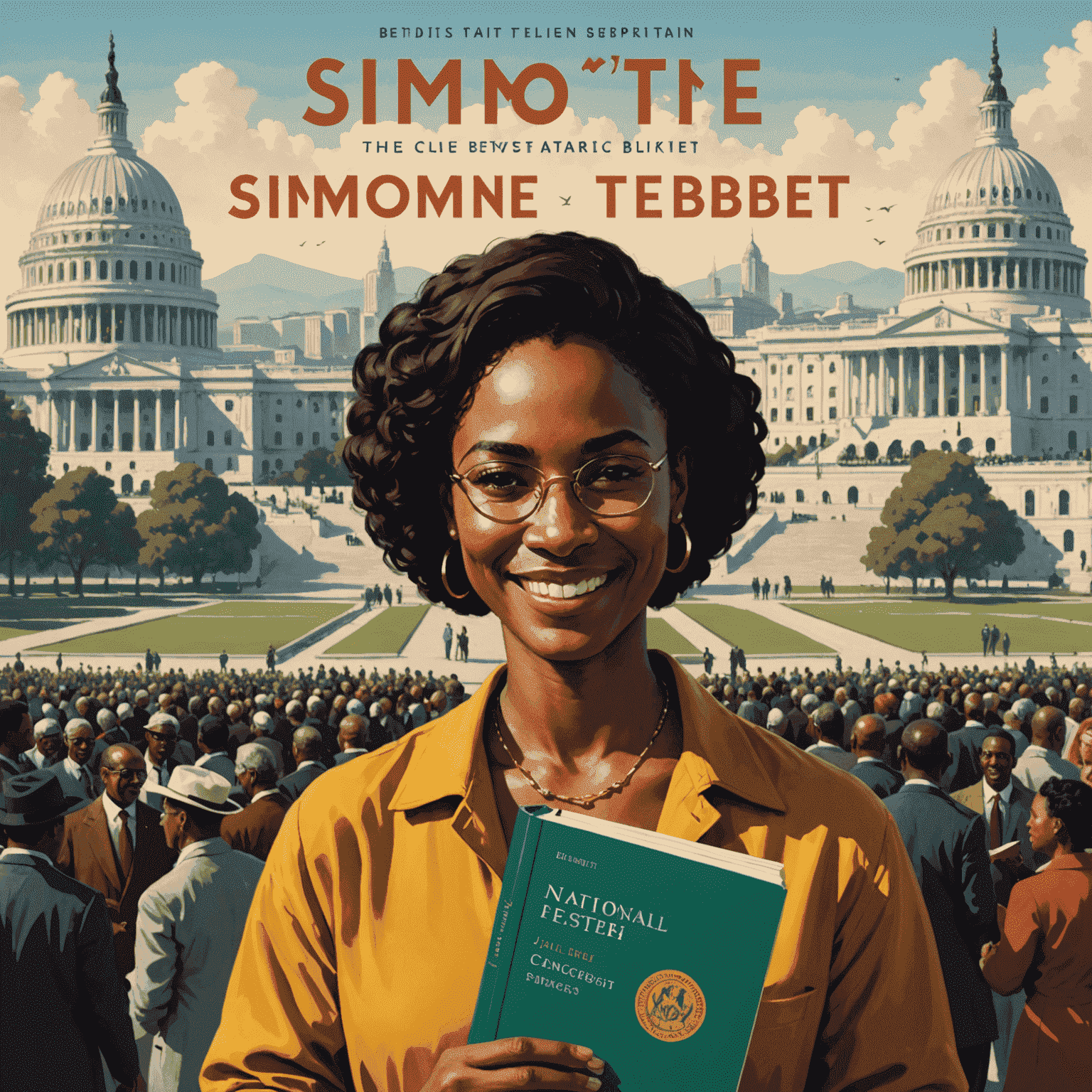 Capa do livro de estreia de Simone Tebet, mostrando a autora sorrindo e segurando seu livro com o Congresso Nacional ao fundo