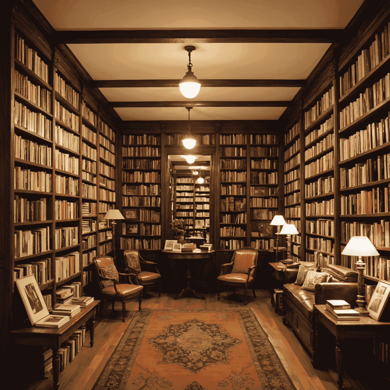 Imagem da Livraria Travessa no Rio de Janeiro, mostrando uma área aconchegante para eventos literários