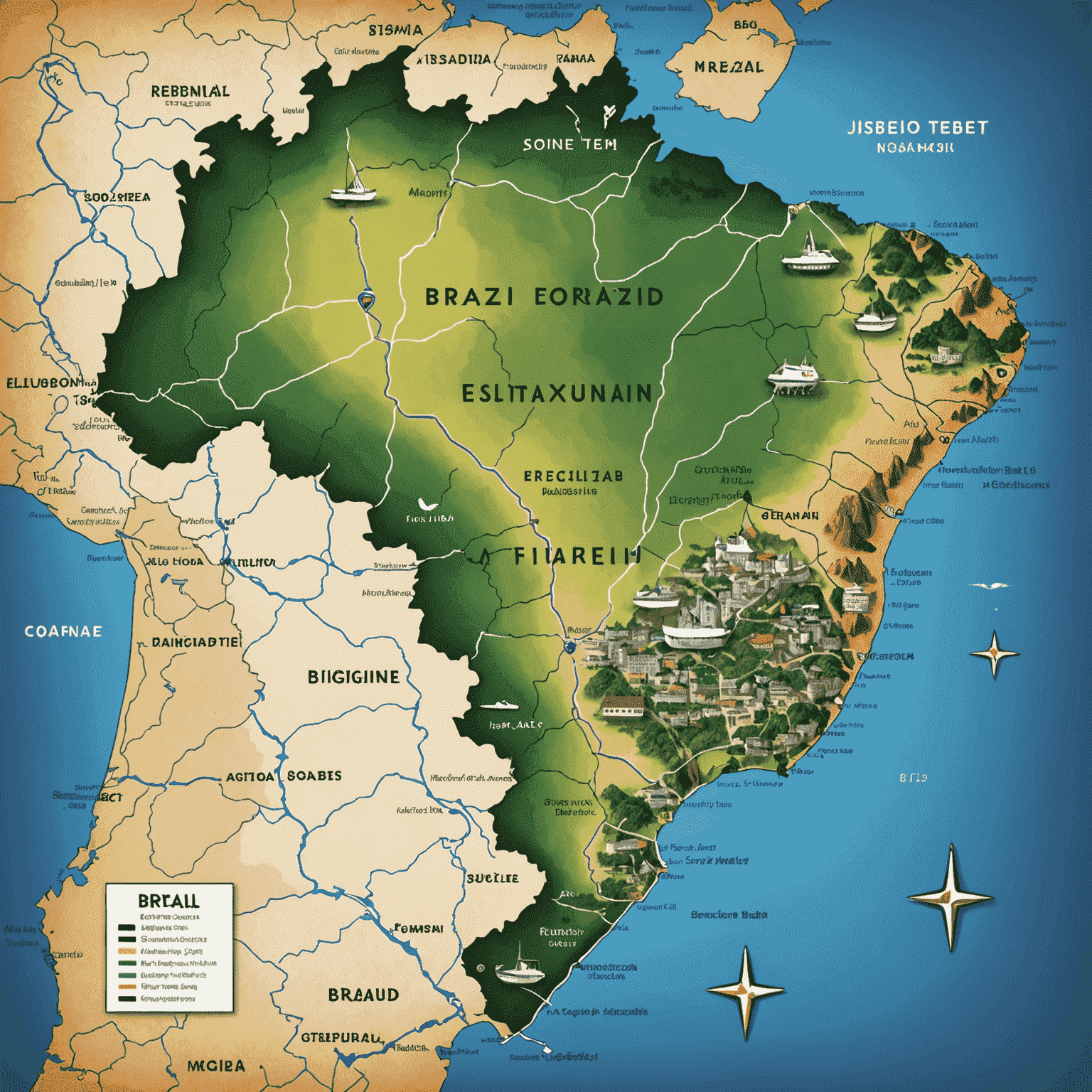 Mapa do Brasil com marcadores indicando as cidades onde Simone Tebet fará sessões de autógrafos